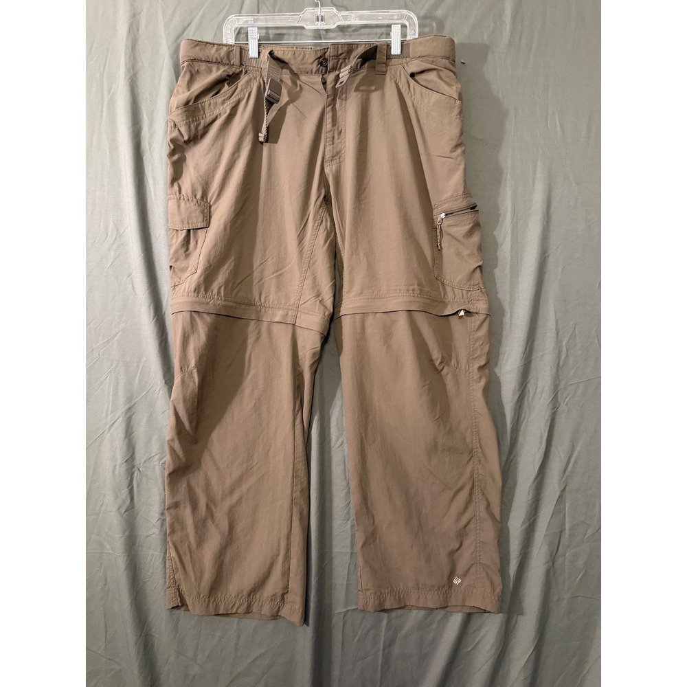 Columbia Silver Ridge Convertible Cargo Hiking Pants Mens 40x30 Brown Zip Off